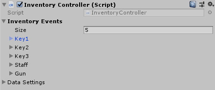 Unity. 2DGameKit. Inventory Controller (Script)