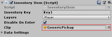 Unity. 2DGameKit. Inventory Item. Clip
