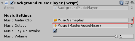Unity. BackgroundMusicPlayer. Music Audio Clip