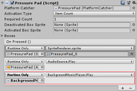 Unity.PressurePad. BackgroundMusicPlayer. Play